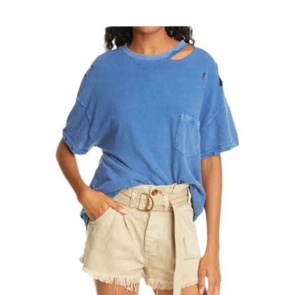 FREE PEOPLE Rubi‎ Ripped T shirt Sz XSMALL - Picture 8 of 14